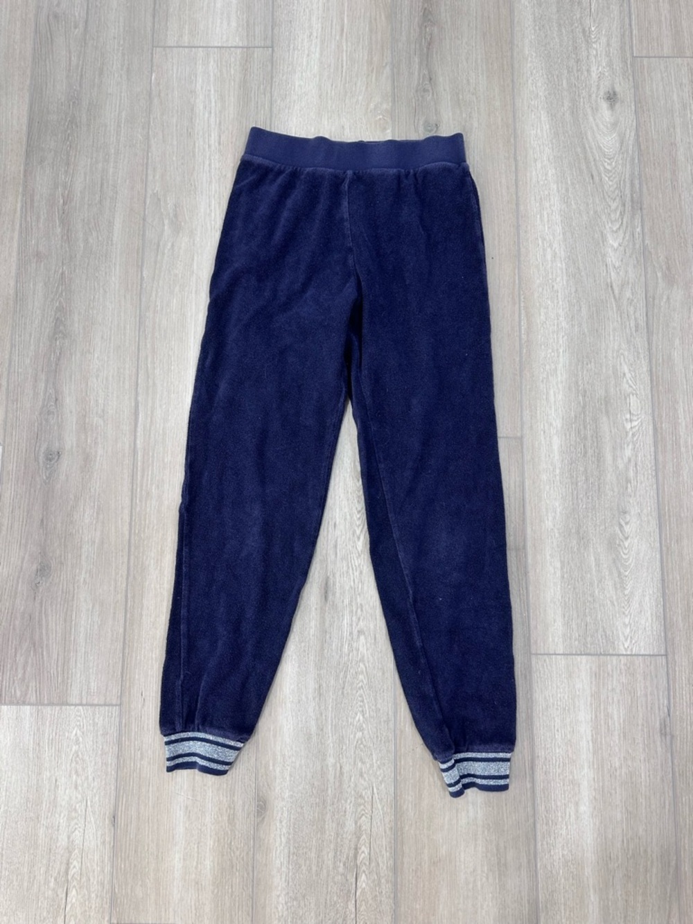 Goldie Terry cloth cotton sparkle high waisted joggers navy blue XS